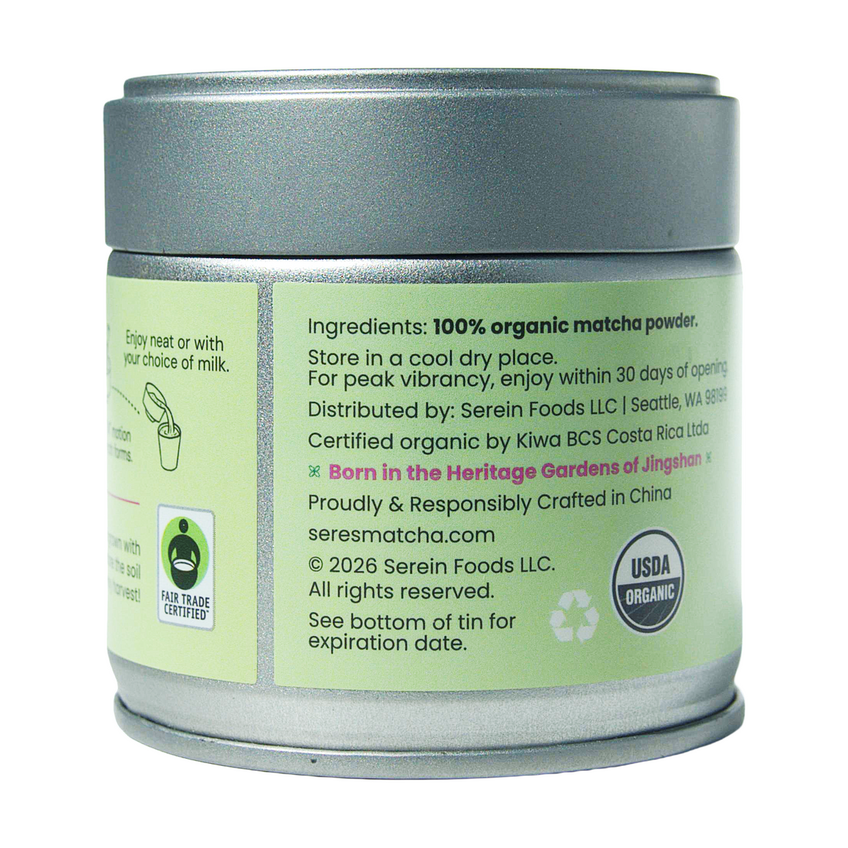 Seres Matcha Organic Ceremonial Grade 30g Tin